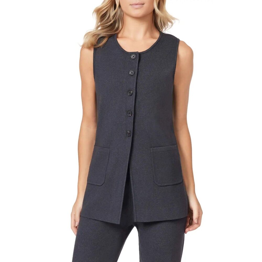 Scotch & Soda Grey Longline Sweater Vest Sleeveless Button Front Small NEW